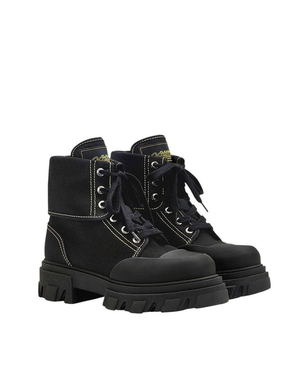 Ganni Black Lace-Up Boots