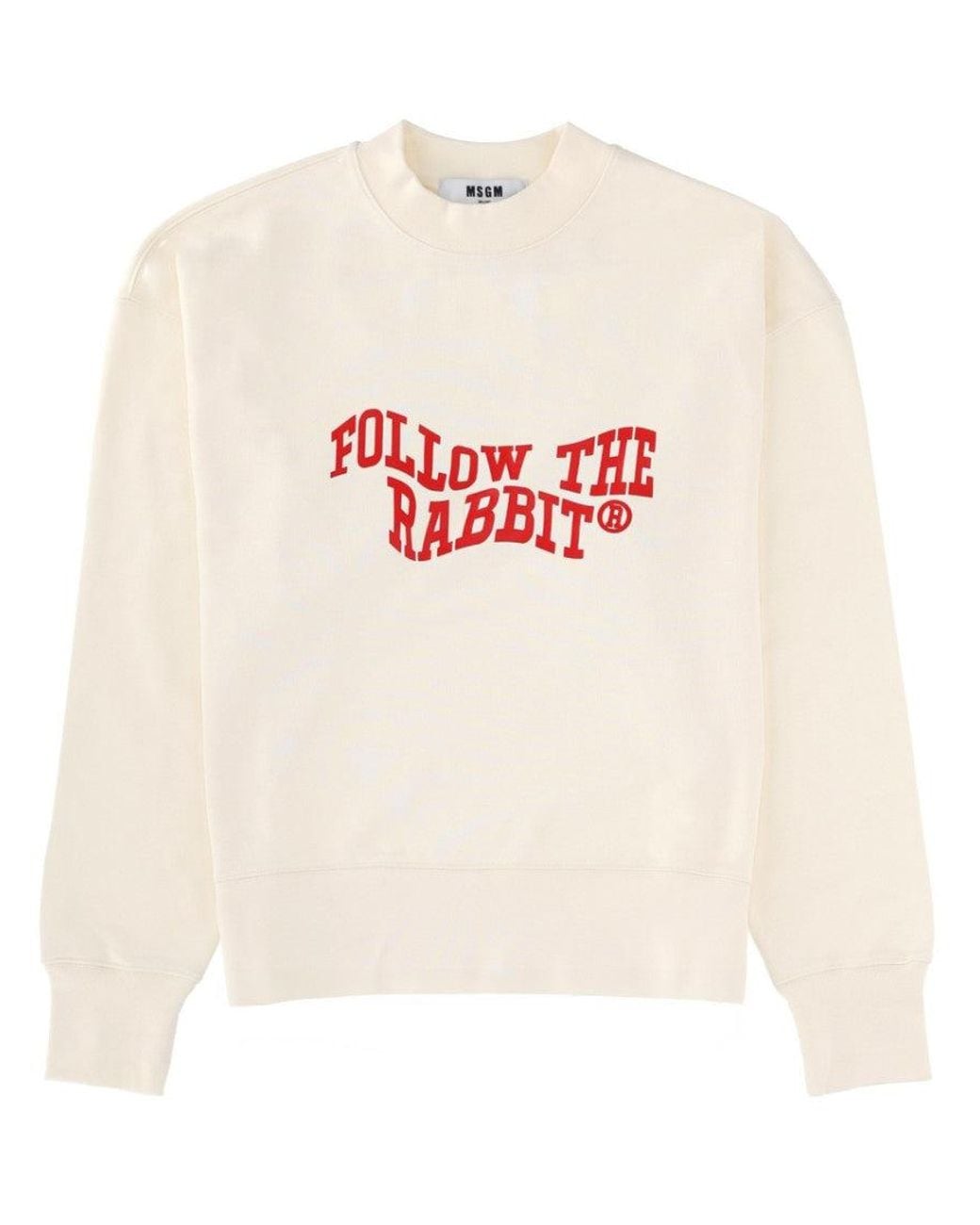 MSGM White Graphic Crew Neck Sweatshirt