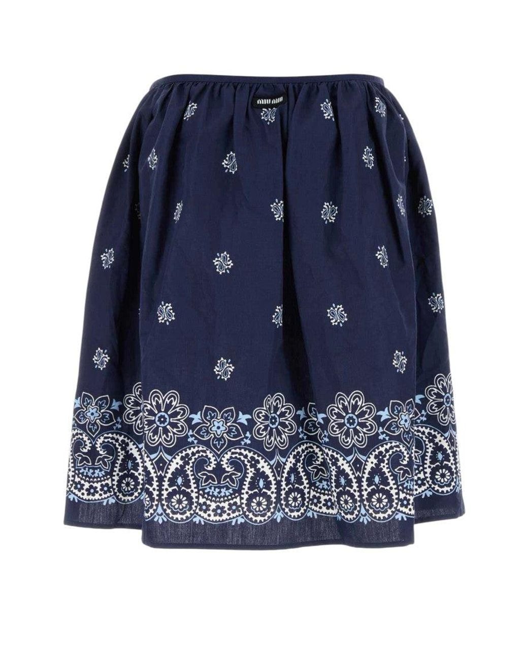 Miu Miu Blue Printed Knee Length Skirt