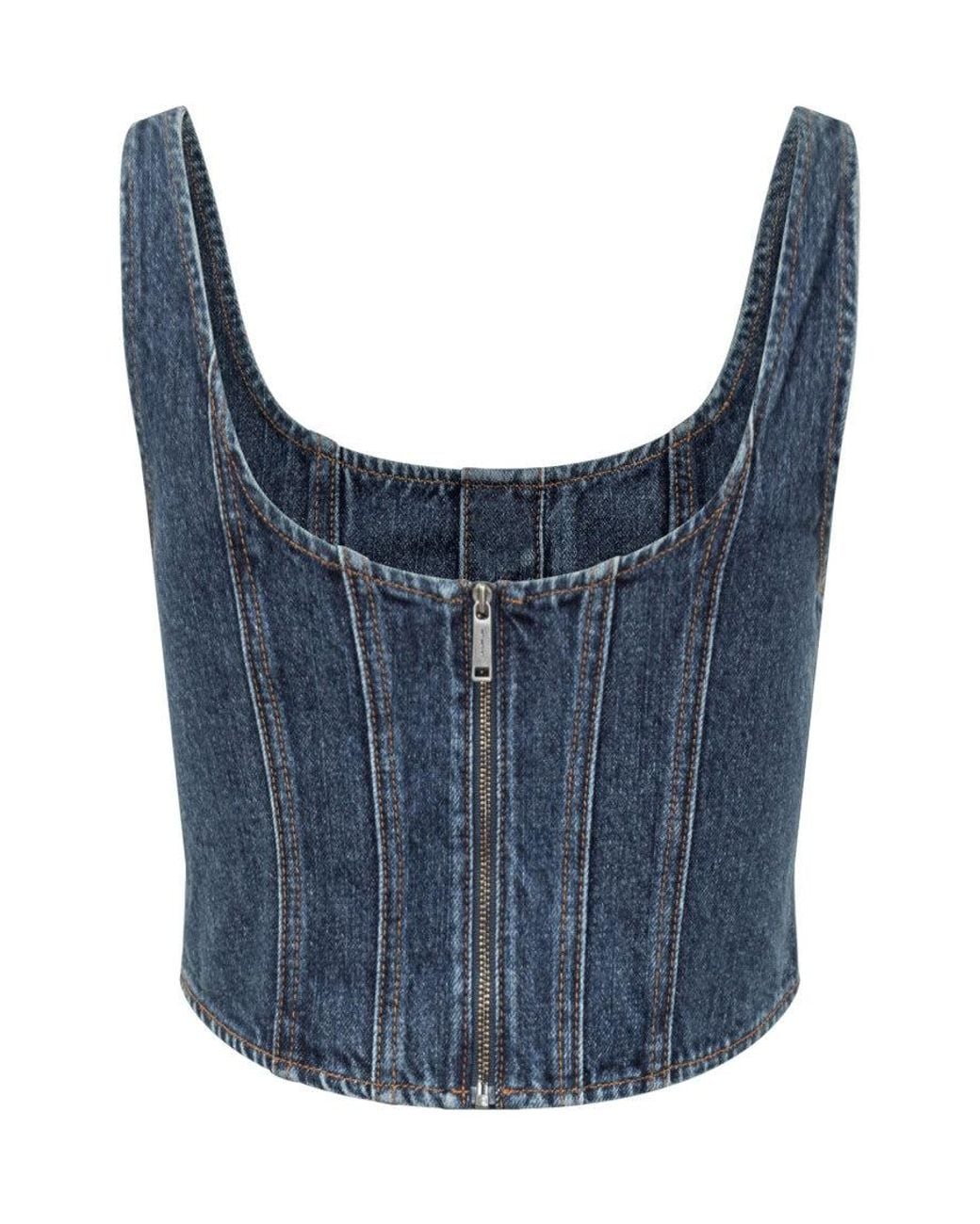Self-Portrait Blue Solid Scoop Neck Top