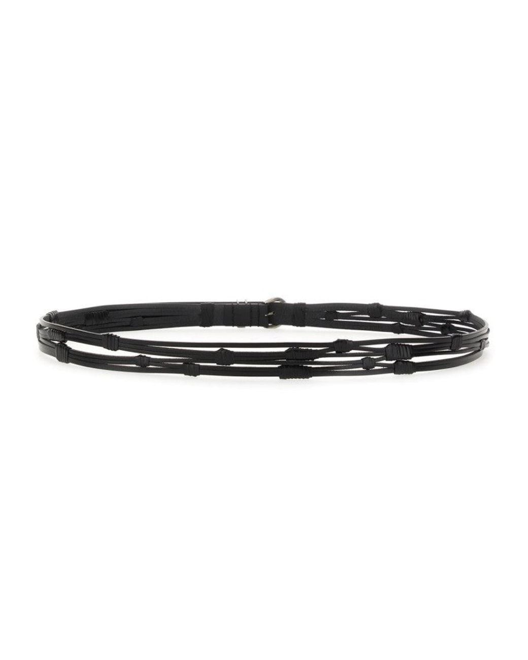 Saint Laurent Black Crescent Moon Buckle Belt for men