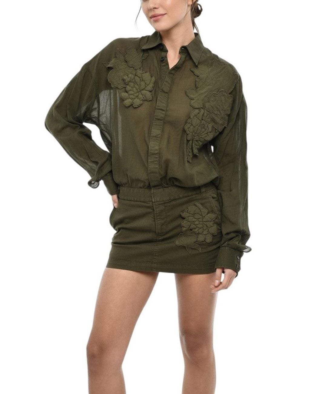 DSquared² Green Floral Mini Dress