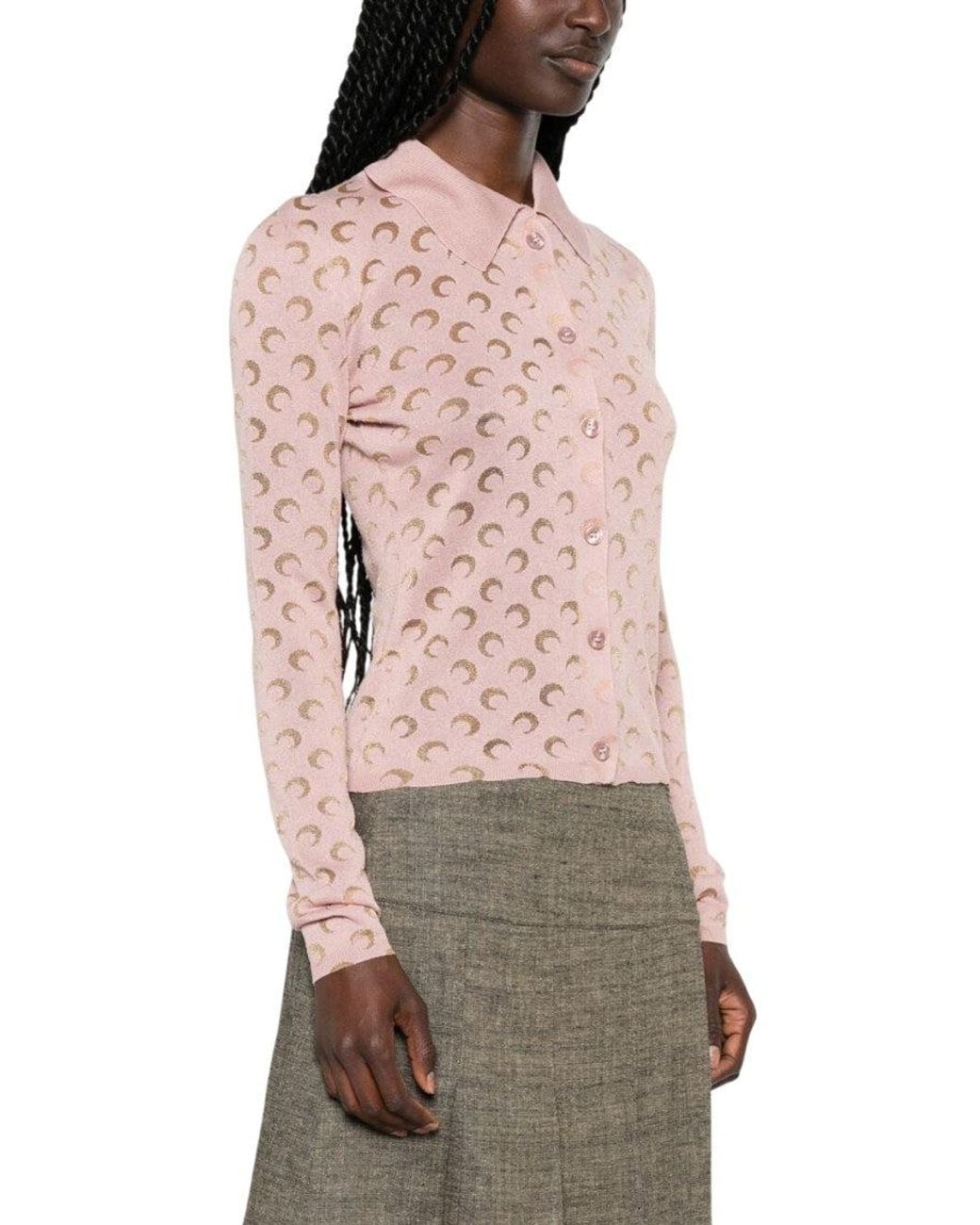 MARINE SERRE Pink Slim Logo Shirt
