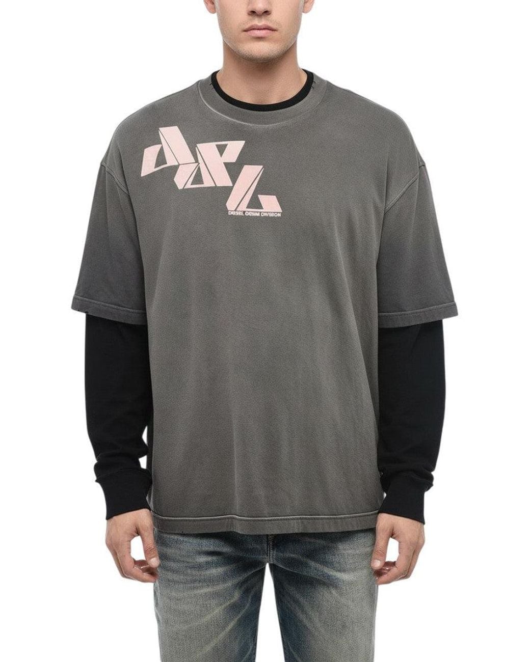 DIESEL Gray Crew Neck T-Shirt for men