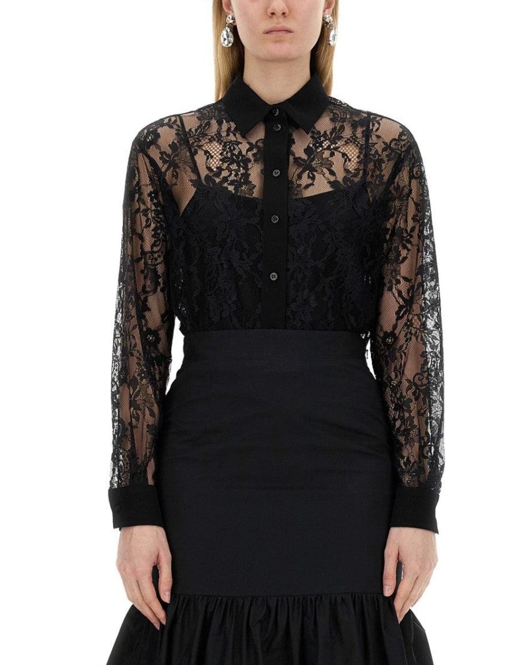 Moschino Black Regular Lace Shirt