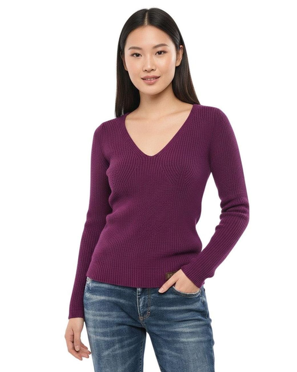 DSquared² Purple Solid V Neck Sweater