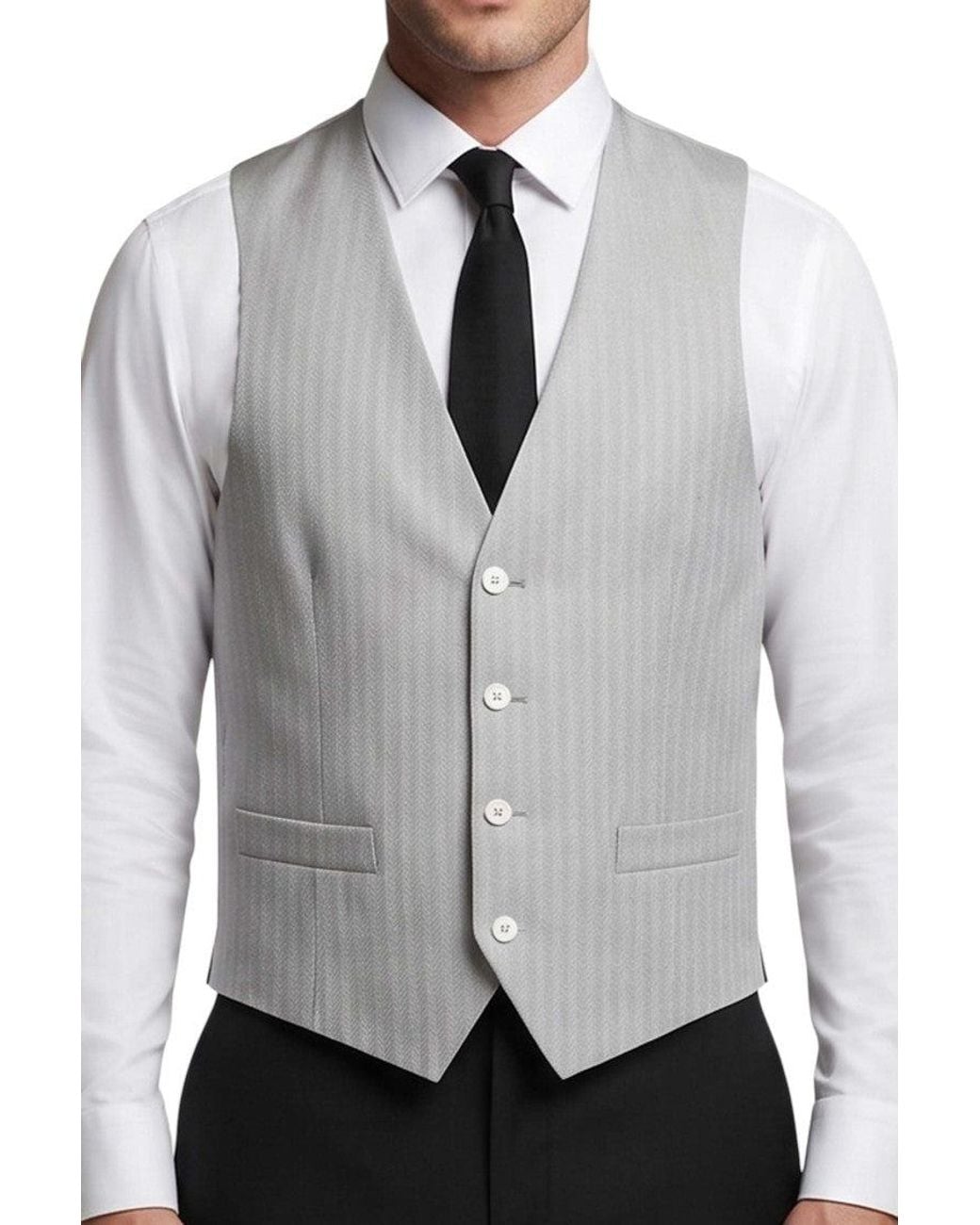 Corneliani Gray Ash Textured Waistcoat for men