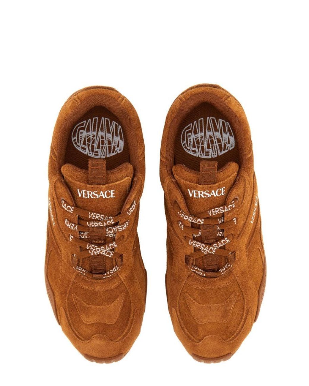 Versace Brown Galaxia Round Toe Sneakers