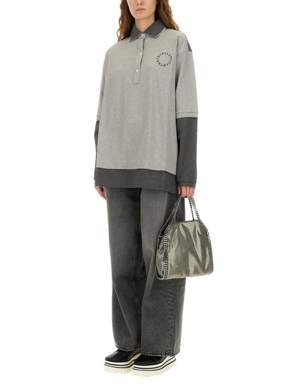 Stella McCartney Gray Logo Shirt Collar Polo