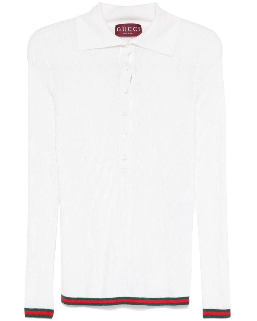 Gucci White Solid Shirt Collar Polo