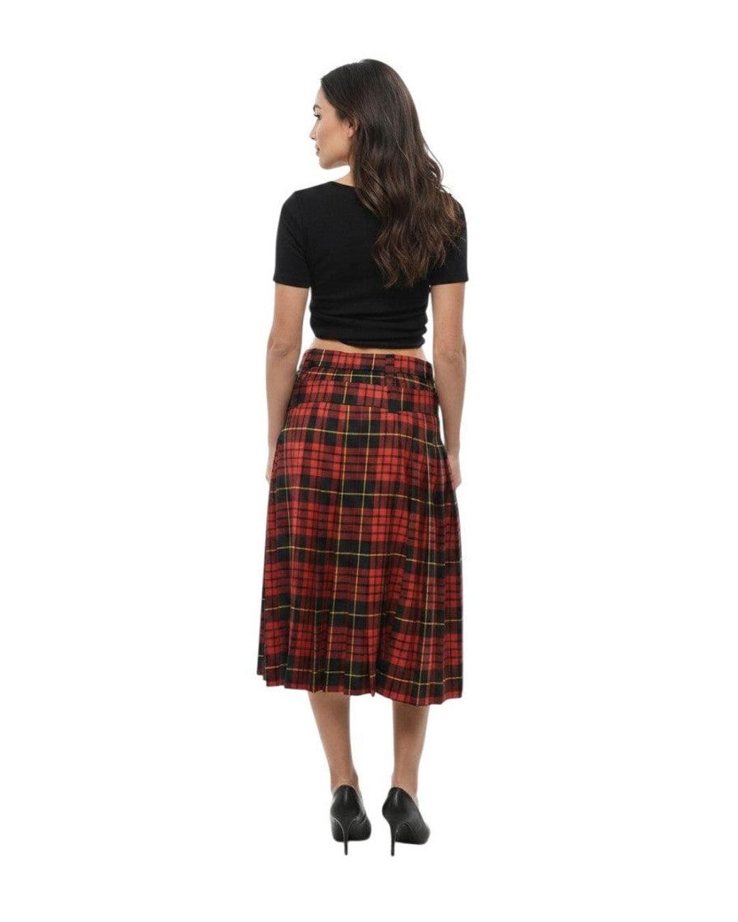 McQueen Red Checks Midi Skirt