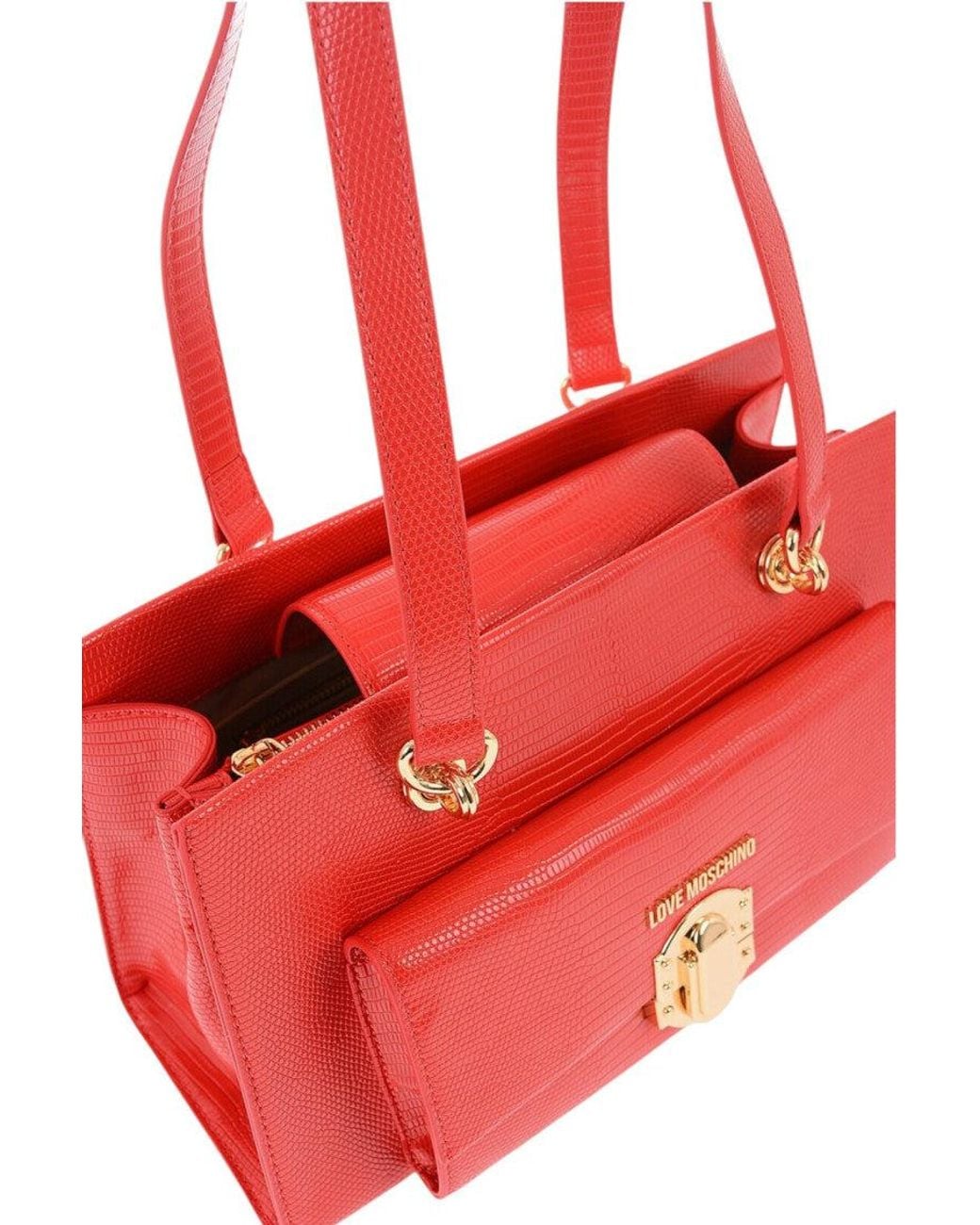 Love Moschino Red Logo Medium Tote
