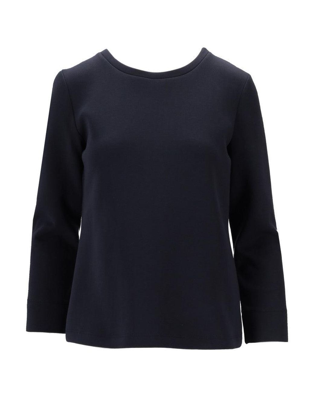 Max Mara Blue Solid Round Neck T-Shirt