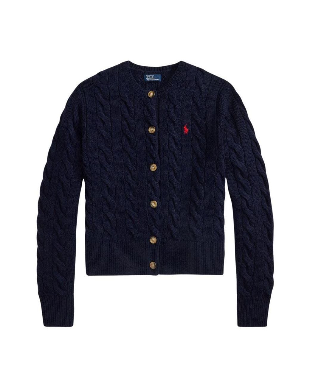 Polo Ralph Lauren Blue Knitted Crew Neck Cardigan