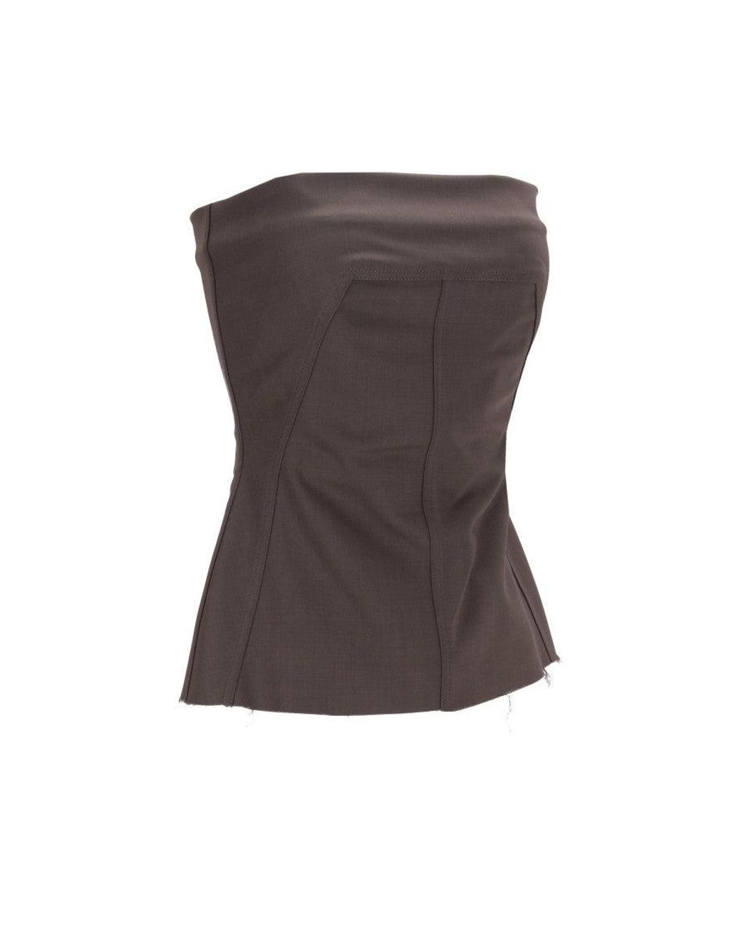 Rick Owens Brown Strapless Panelled Design Top