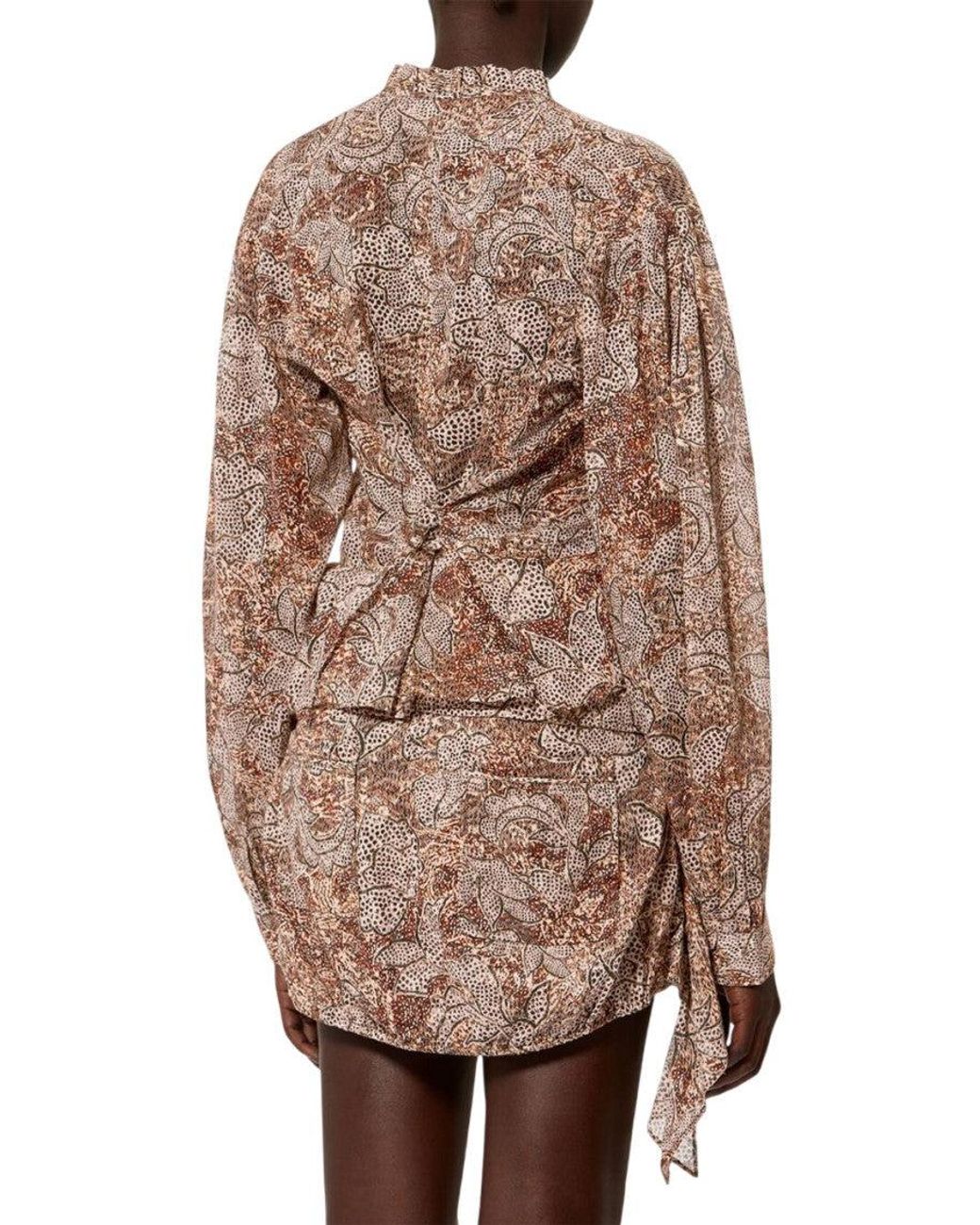 Isabel Marant Brown V-Neck Paisley Print Top