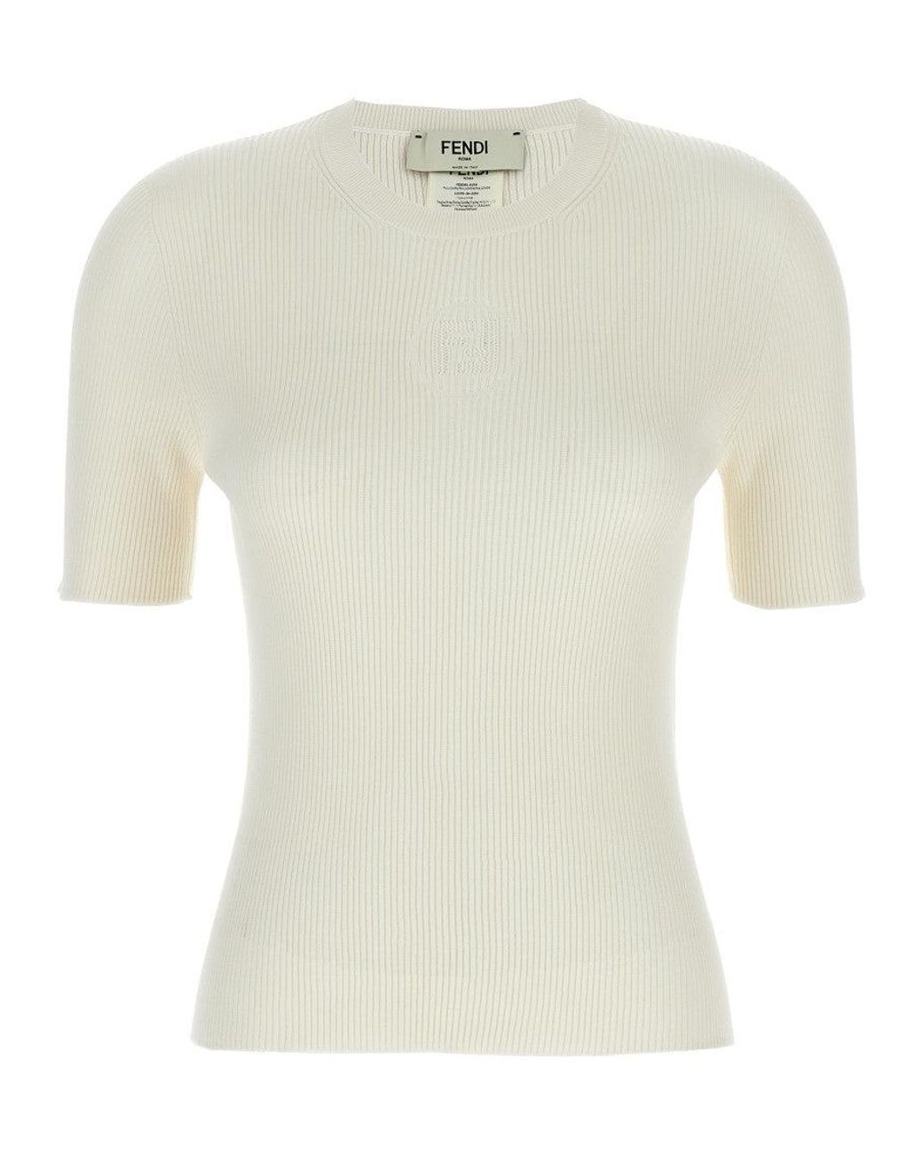 Fendi White Dévoré Logo Sweater