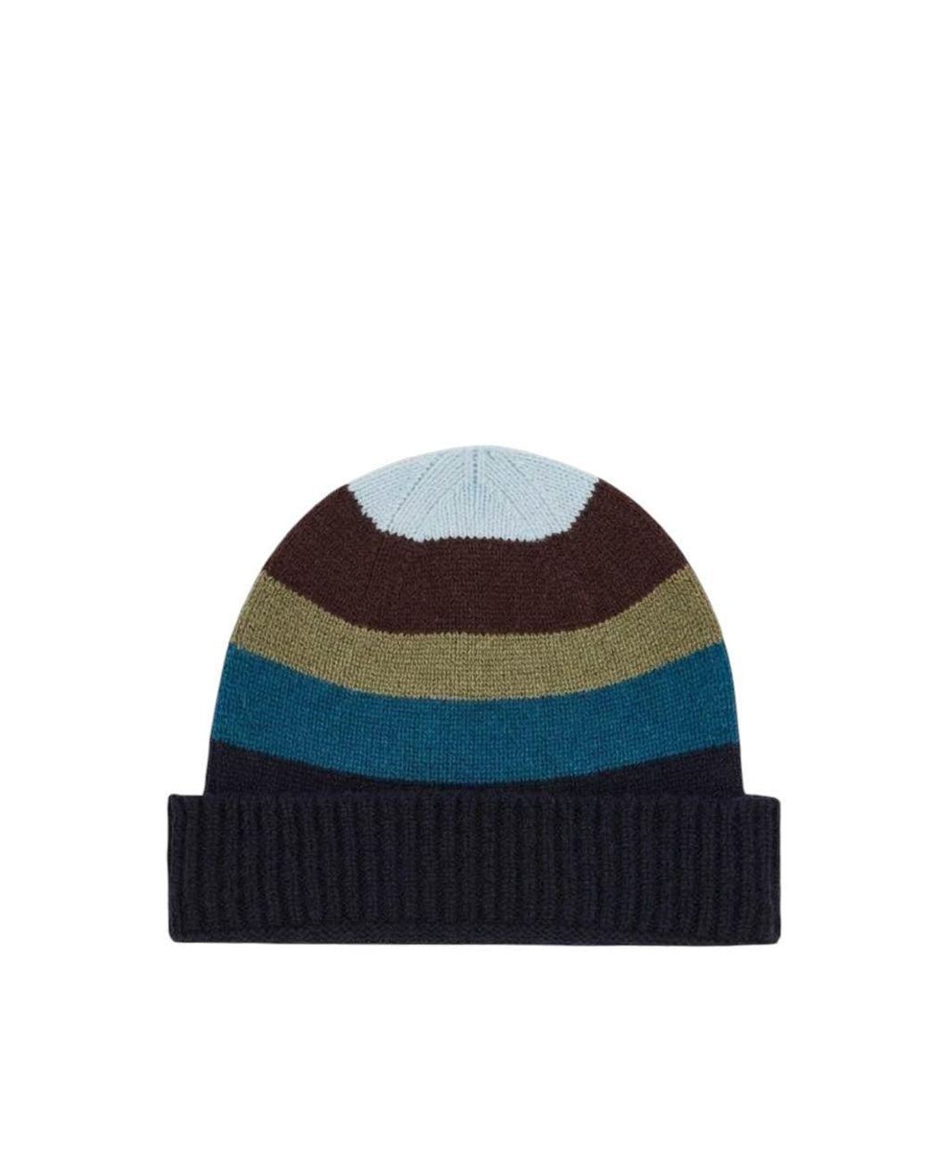 Paul Smith Blue Striped Beanie Cap for men