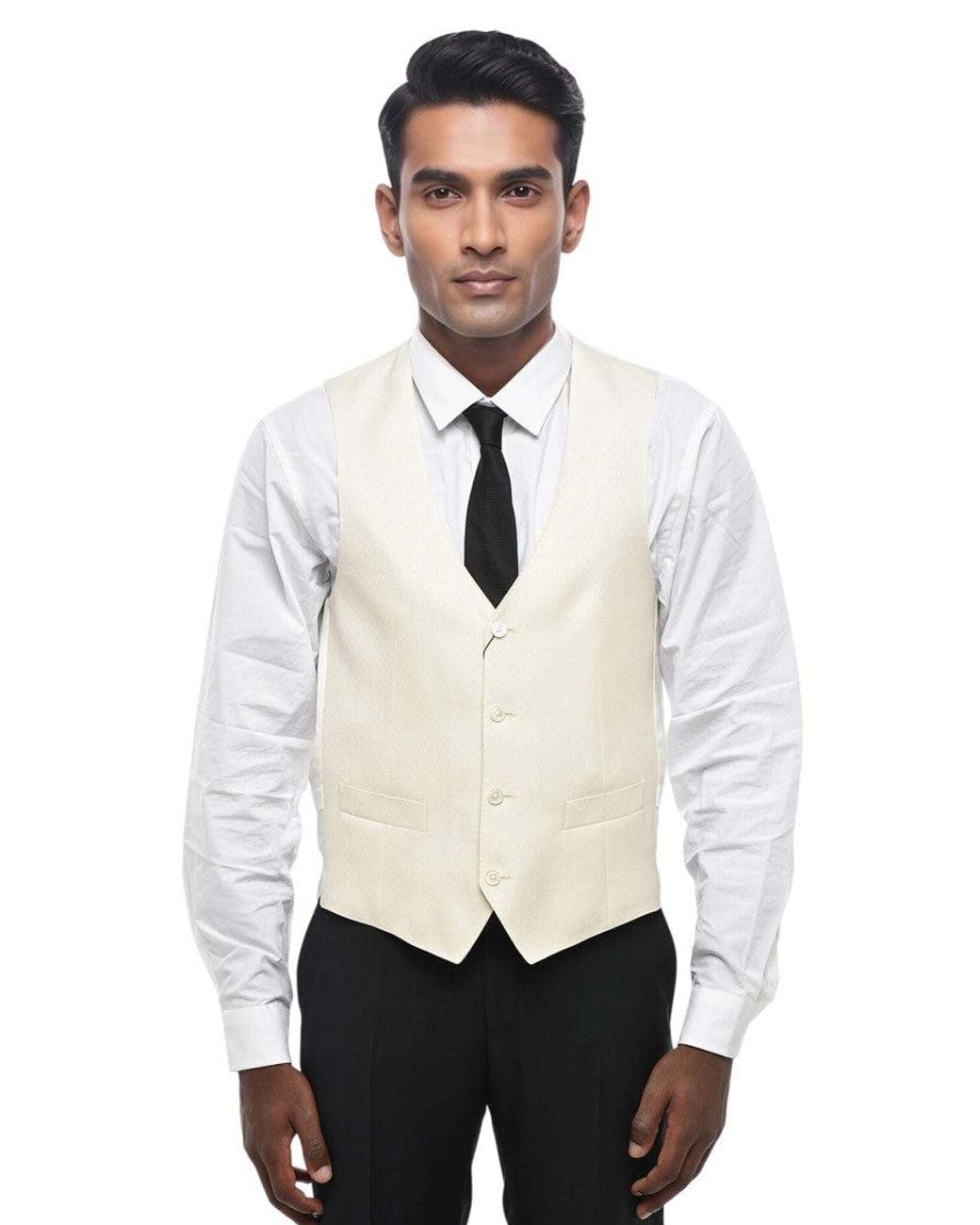 Corneliani White Off V Neck Waistcoat for men