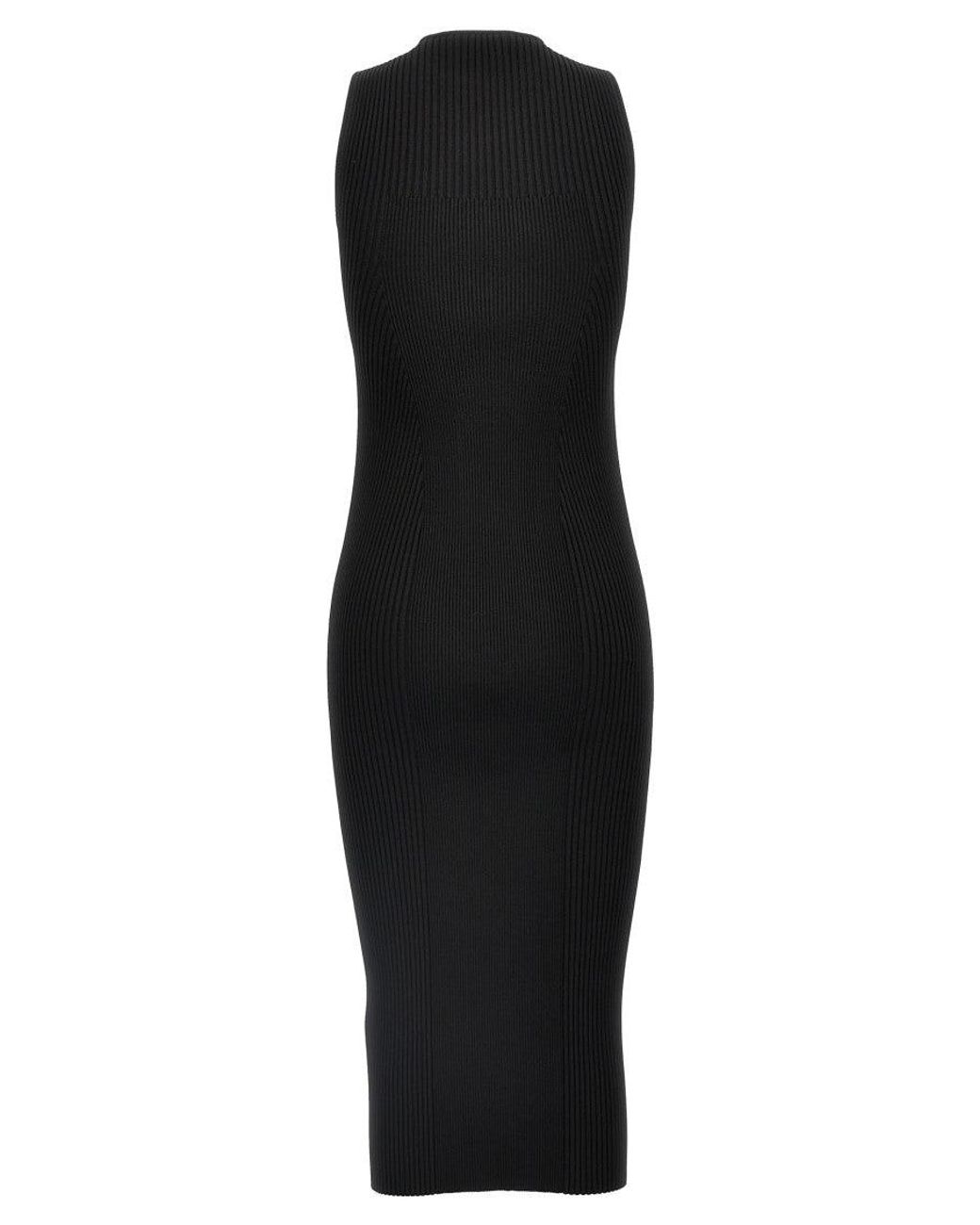 McQueen Black Ribbed Knit Dress