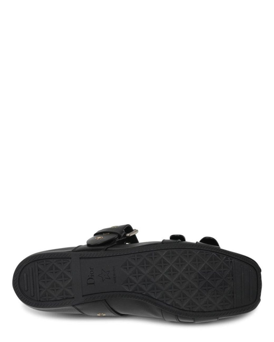 Dior Black Ballet Flats Punk Leather