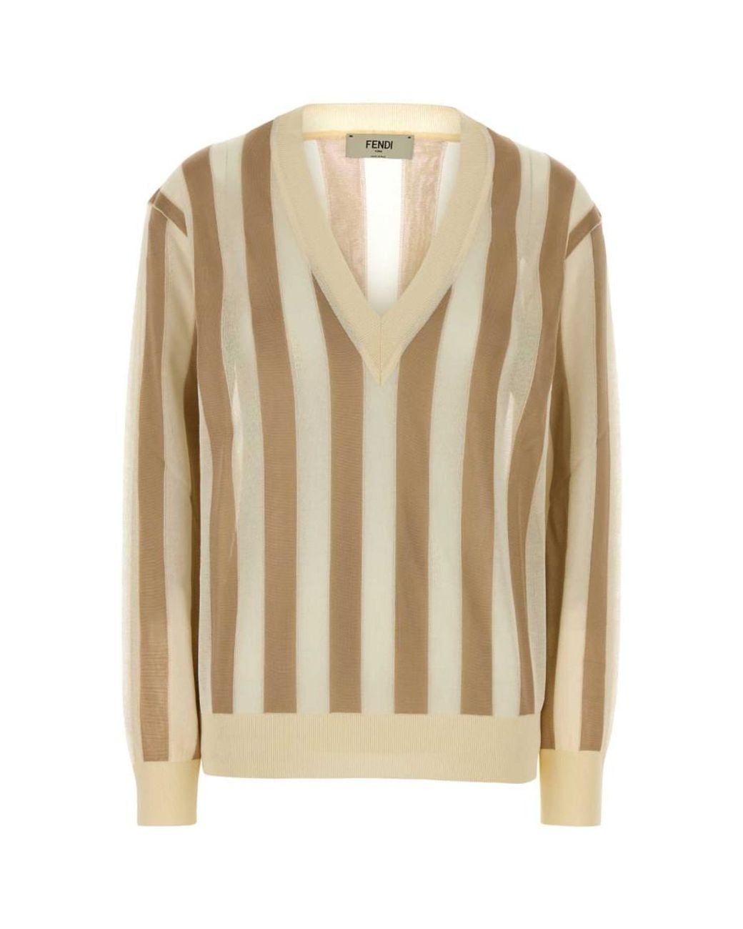 Fendi Natural V Neck Sweater