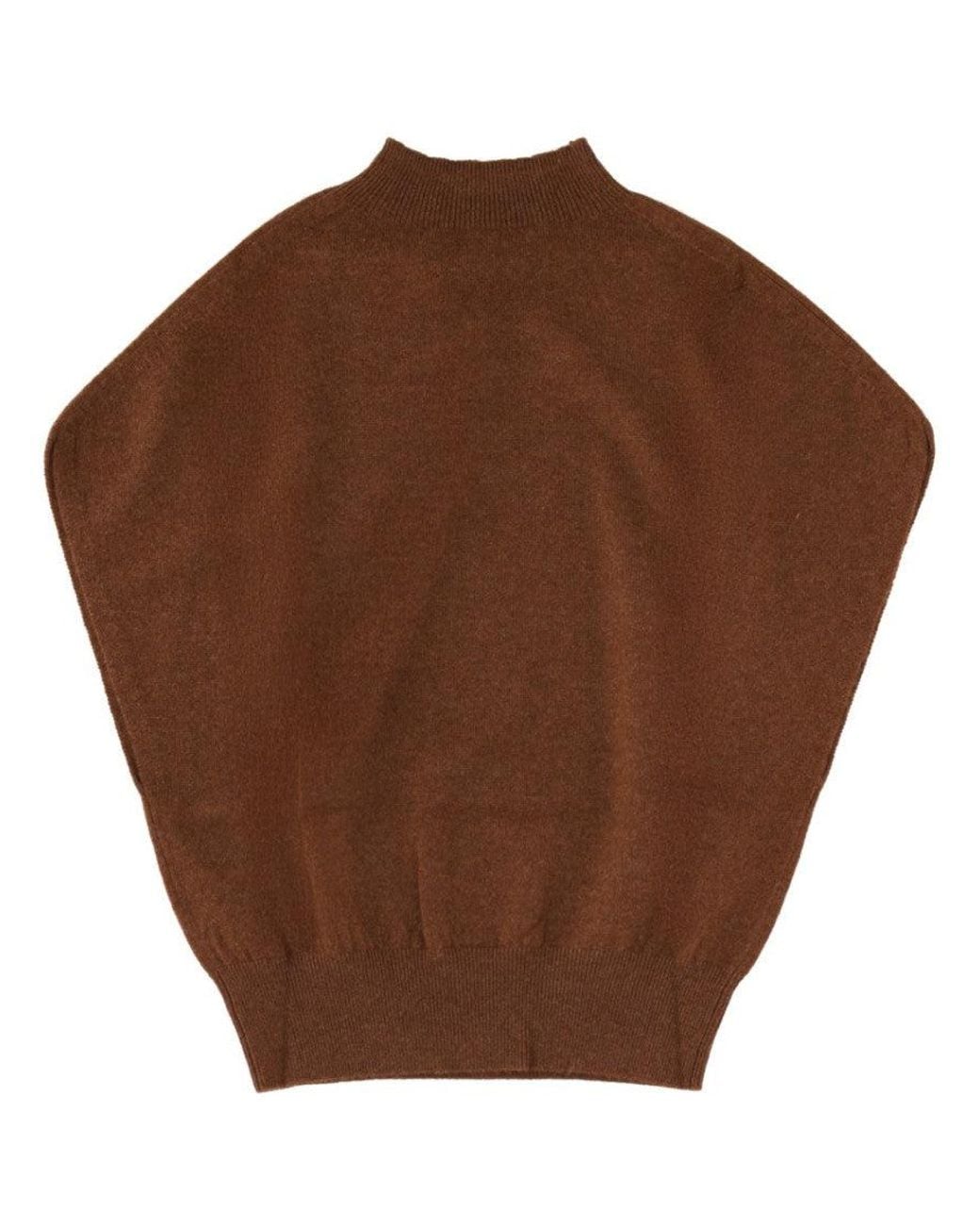 Circus Hotel Brown Solid Mock Collar Sweater