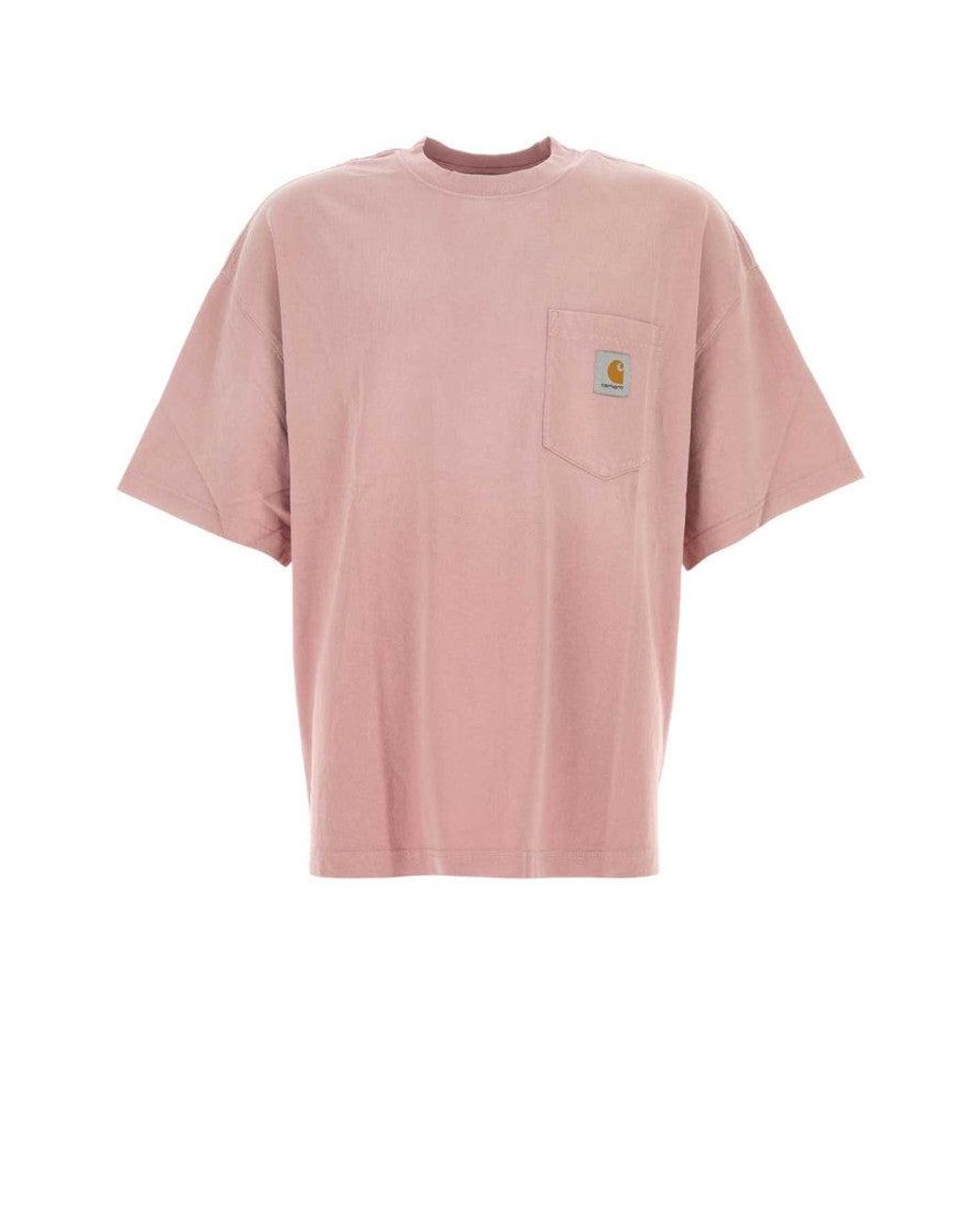 Carhartt Pink Crewneck Logo T-Shirt for men