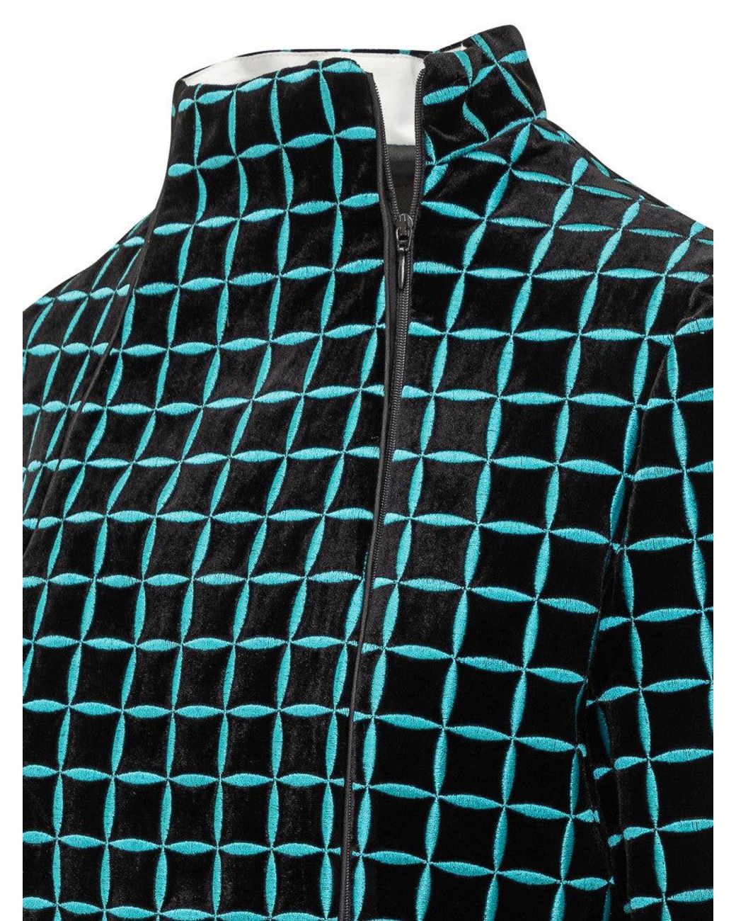 Emporio Armani Green Geometric Mock Collar Jacket