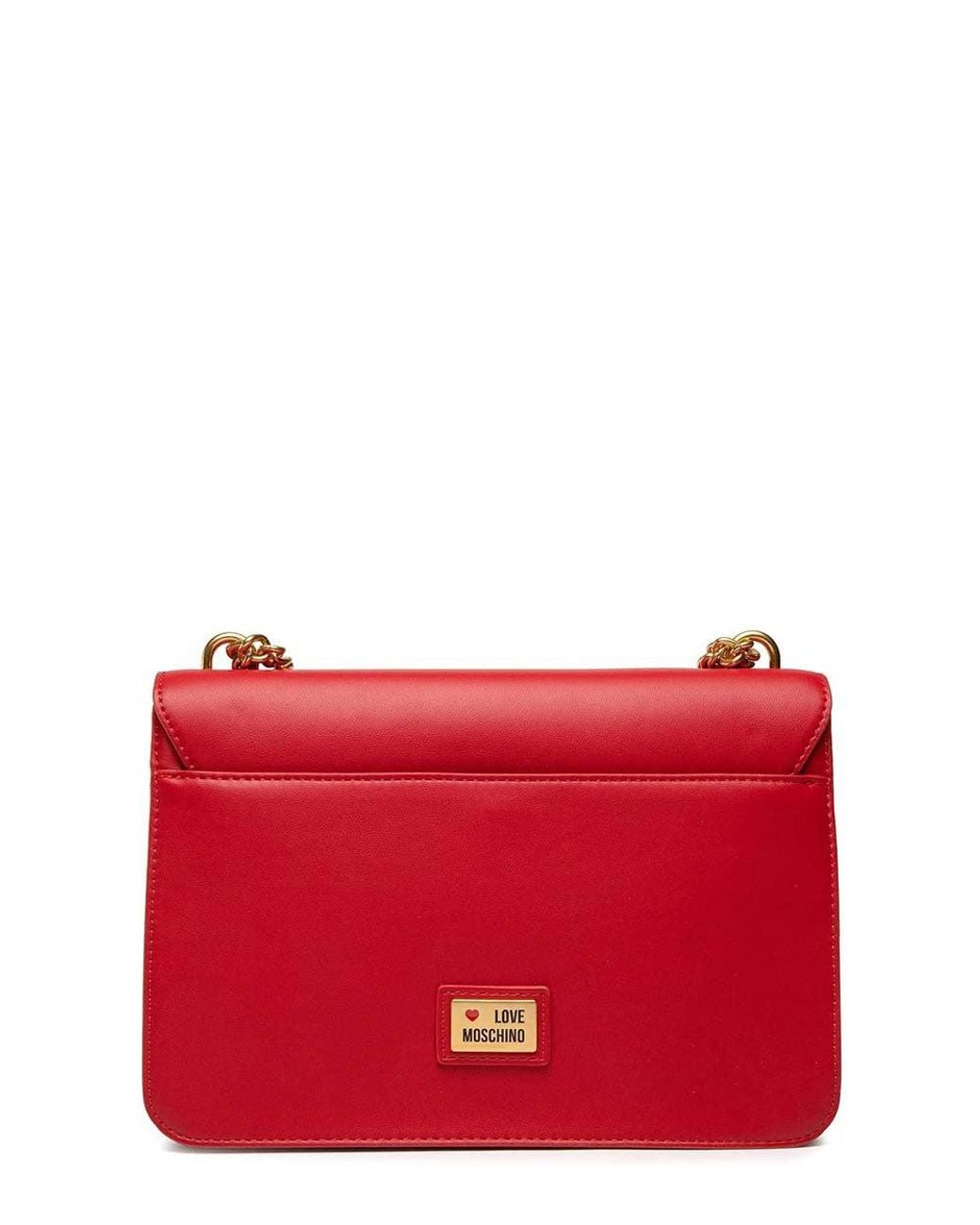 Love Moschino Red Clamp Medium Shoulder Bag