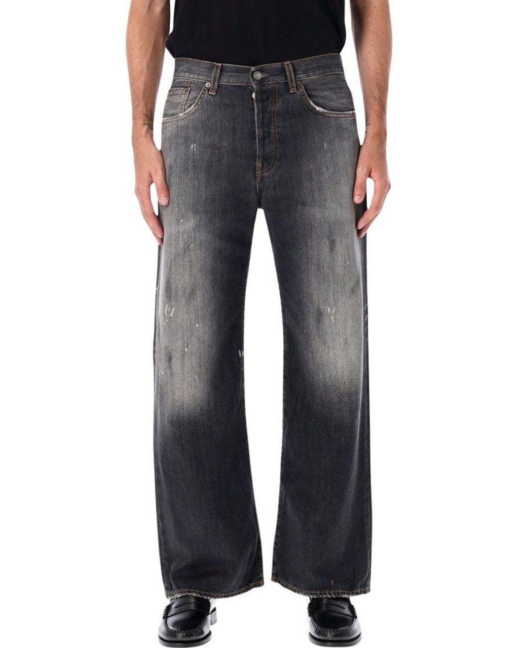 Acne Black Relaxed Mid Rise Jeans for men