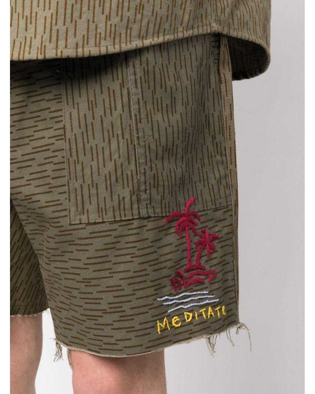 President's Green Camouflage Print Shorts for men