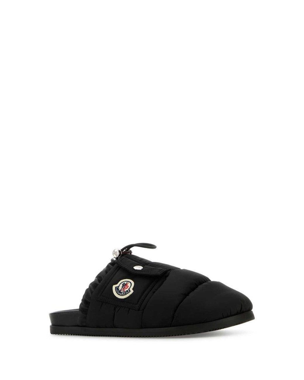 Moncler Black Fabric Mon Pocket Slippers