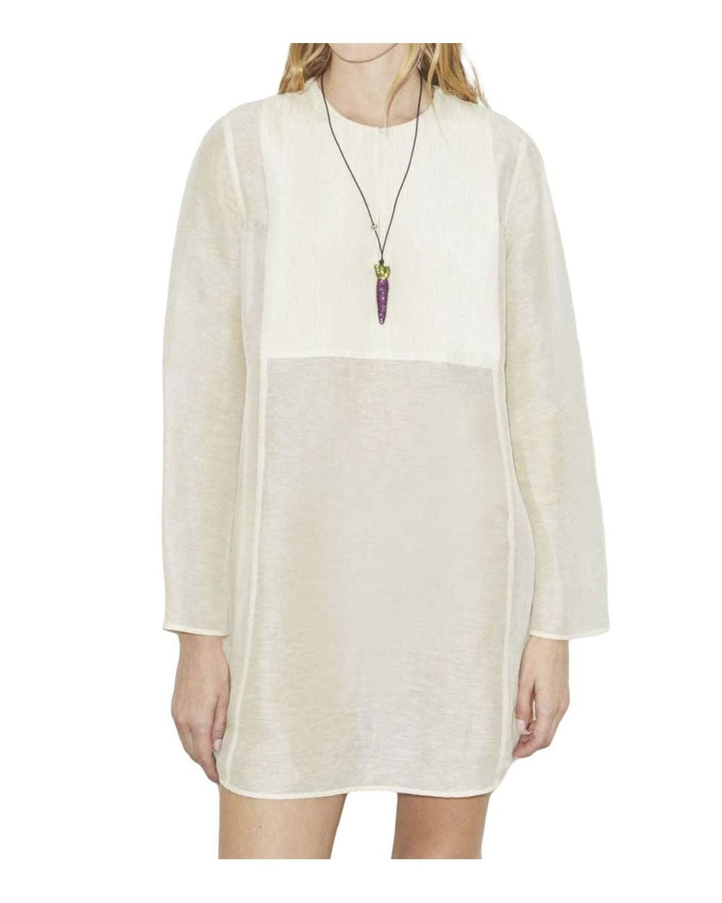 Tory Burch White Off Round Neck Mini Dress
