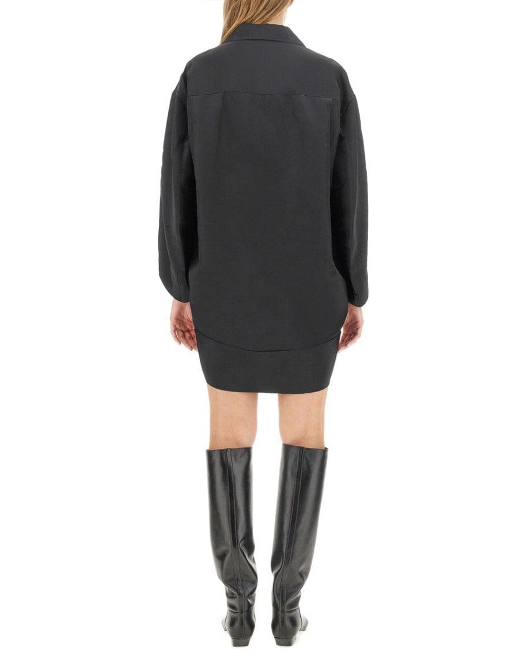 Khaite Black Shirt Collar Mini Dress