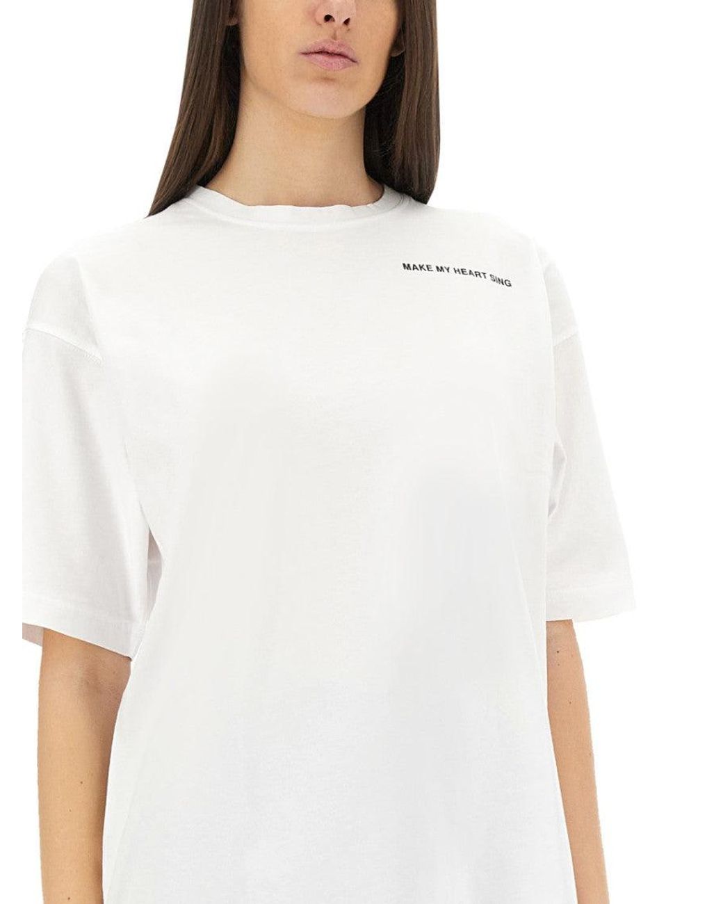 Aspesi White Make My Heart Sing T Shirt Cotton T-Shirts
