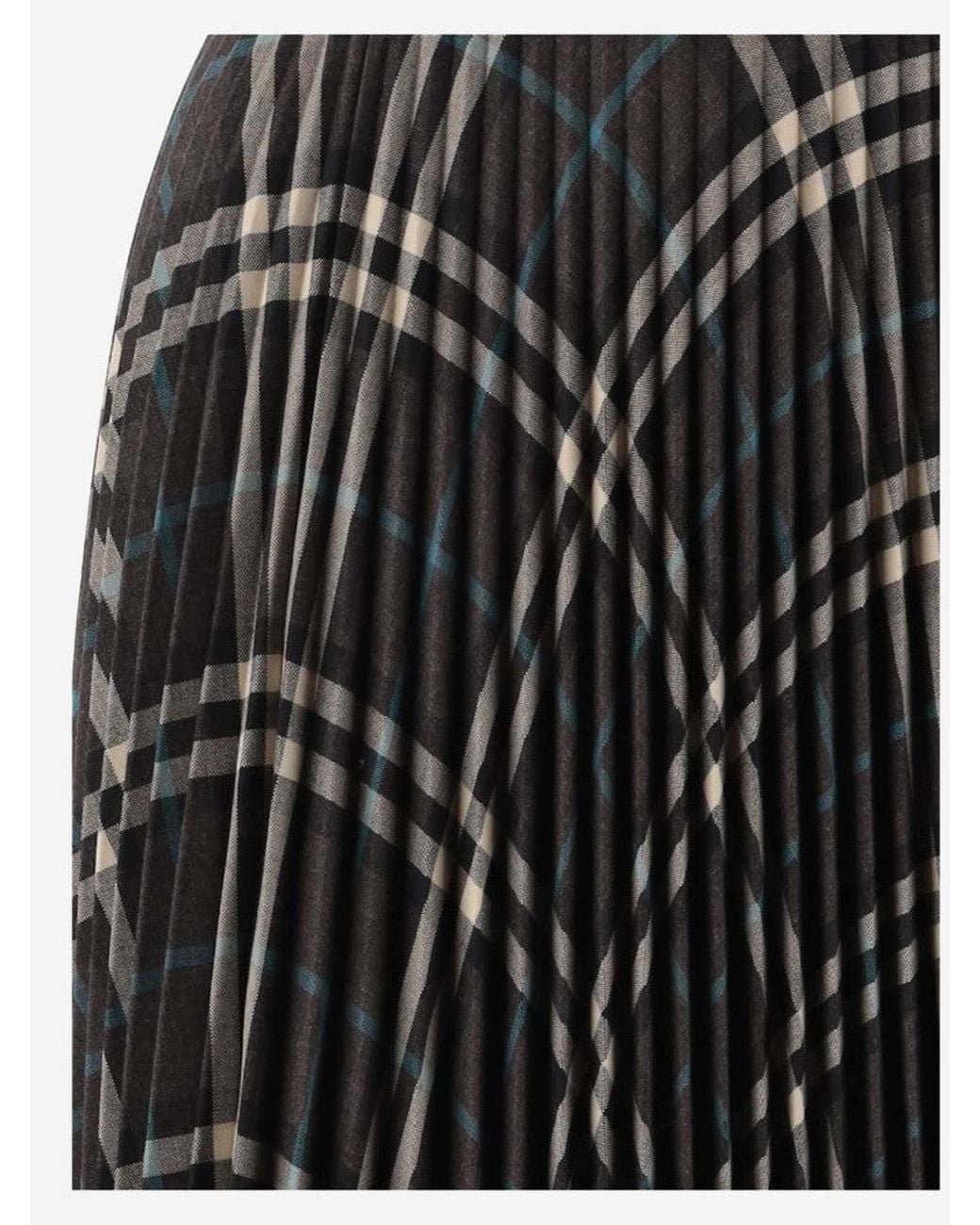 Burberry Black Checked Pleated Skirt