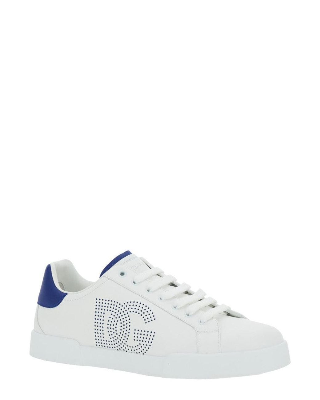 Dolce & Gabbana White Perforated Portofino Light Sneakers for men
