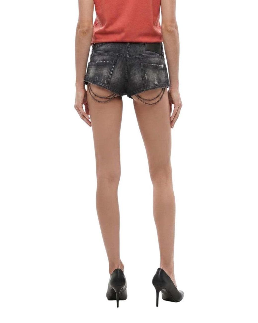 DSquared² Black Distressed Shorts