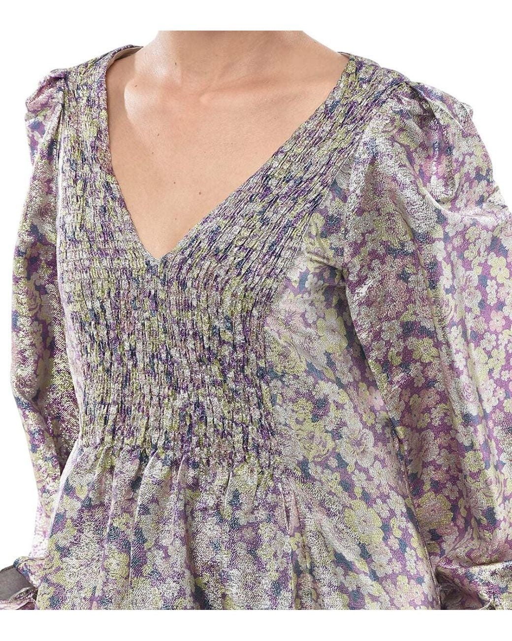 Stella McCartney Purple Floral V Neck Maxi Dress