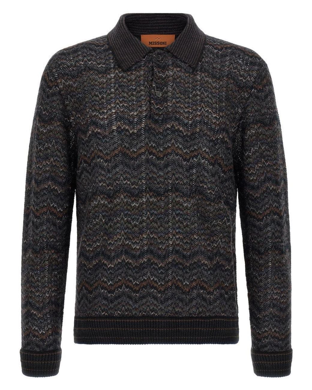 Missoni Black Knitted Polo Sweater for men