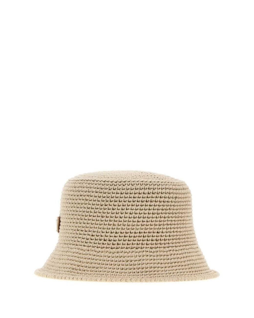 Prada Natural Sand Textured Bucket Hat for men