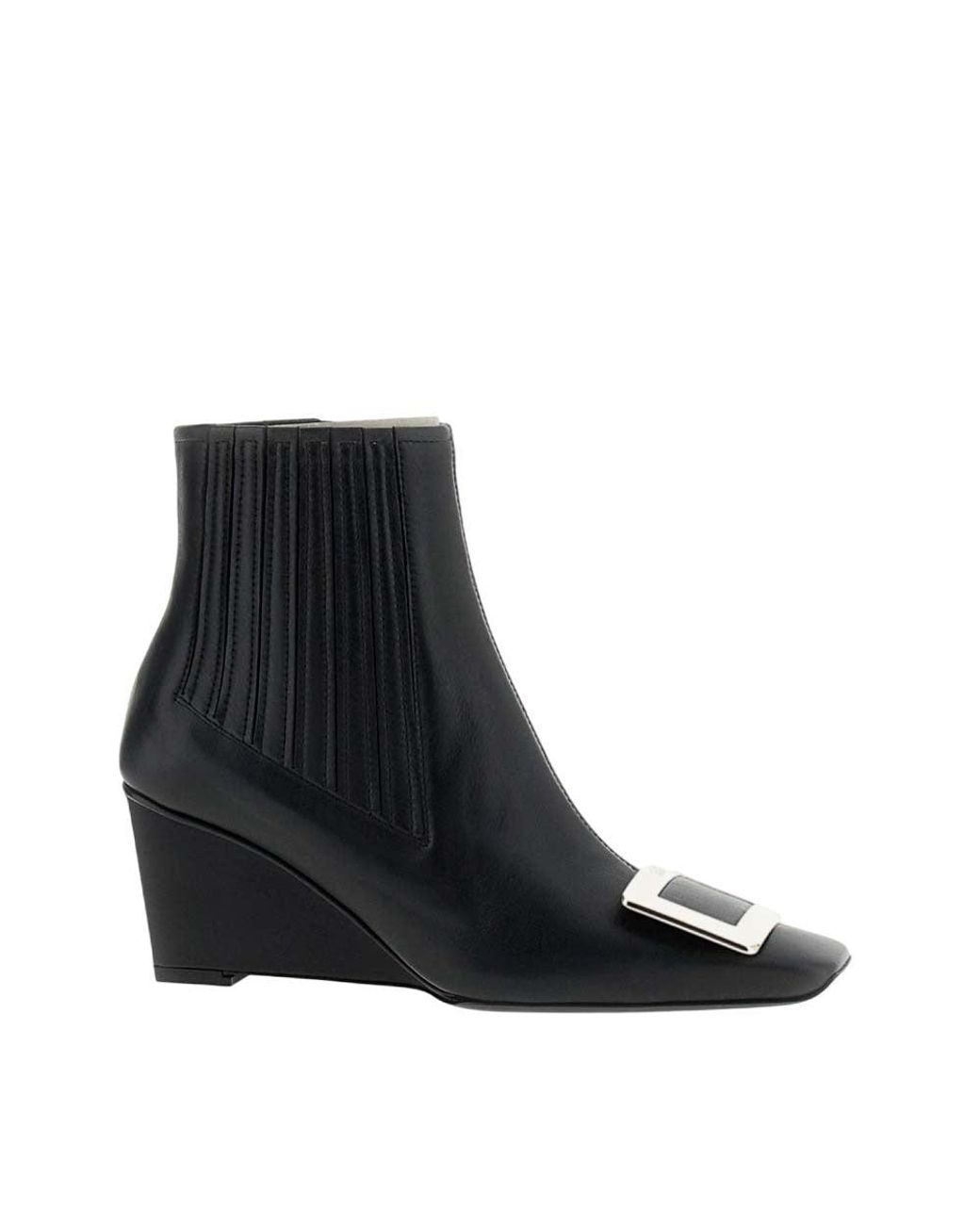 Roger Vivier Black Leather Vivier Boots