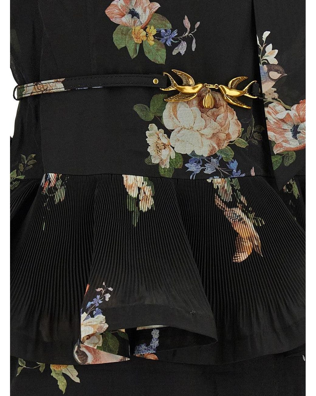 Zimmermann Black Pleated Sleeved Dress