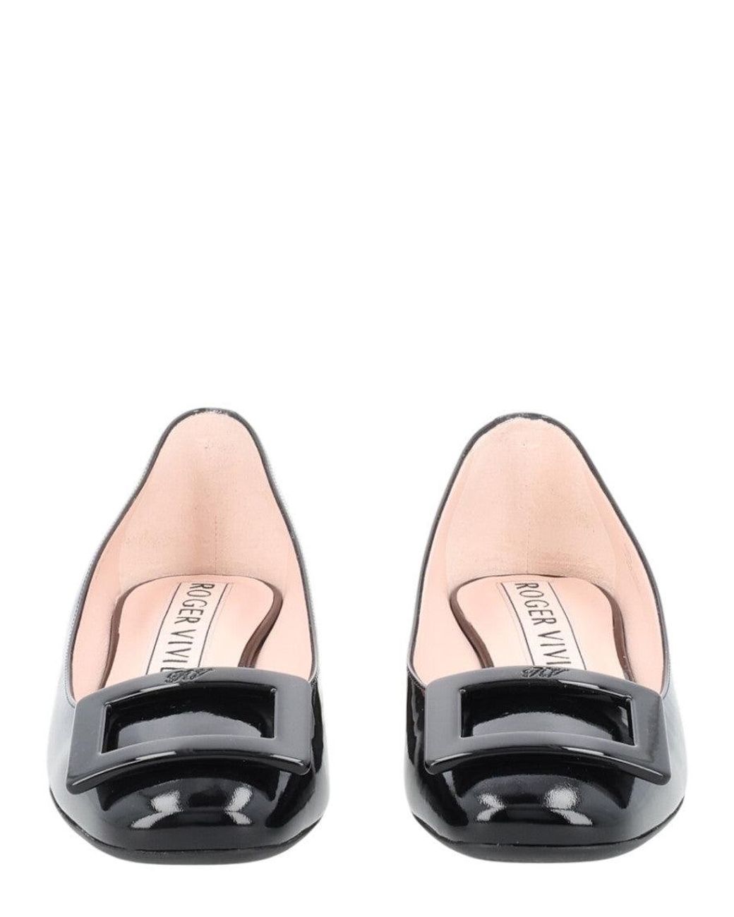 Roger Vivier Black Leather Ballet Flats