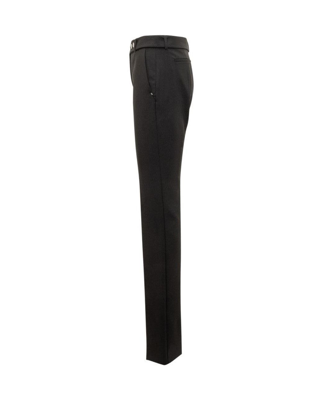 Sportmax Black Classic Tailored Straight-Leg Trousers With Button Detail