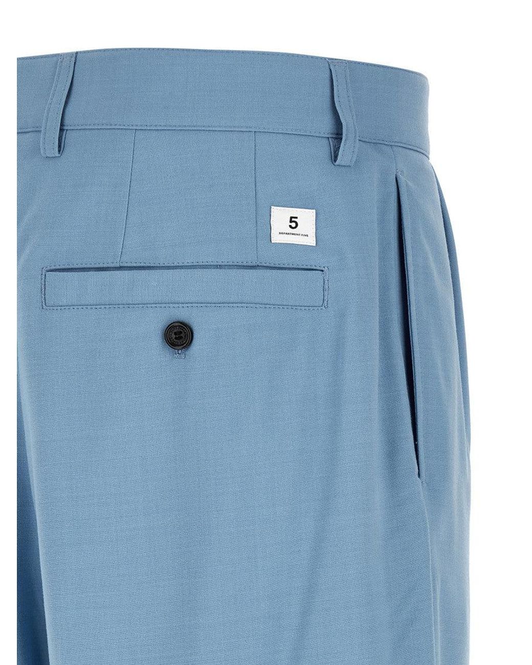 Department 5 Blue Light Loose Pleated Pants for men