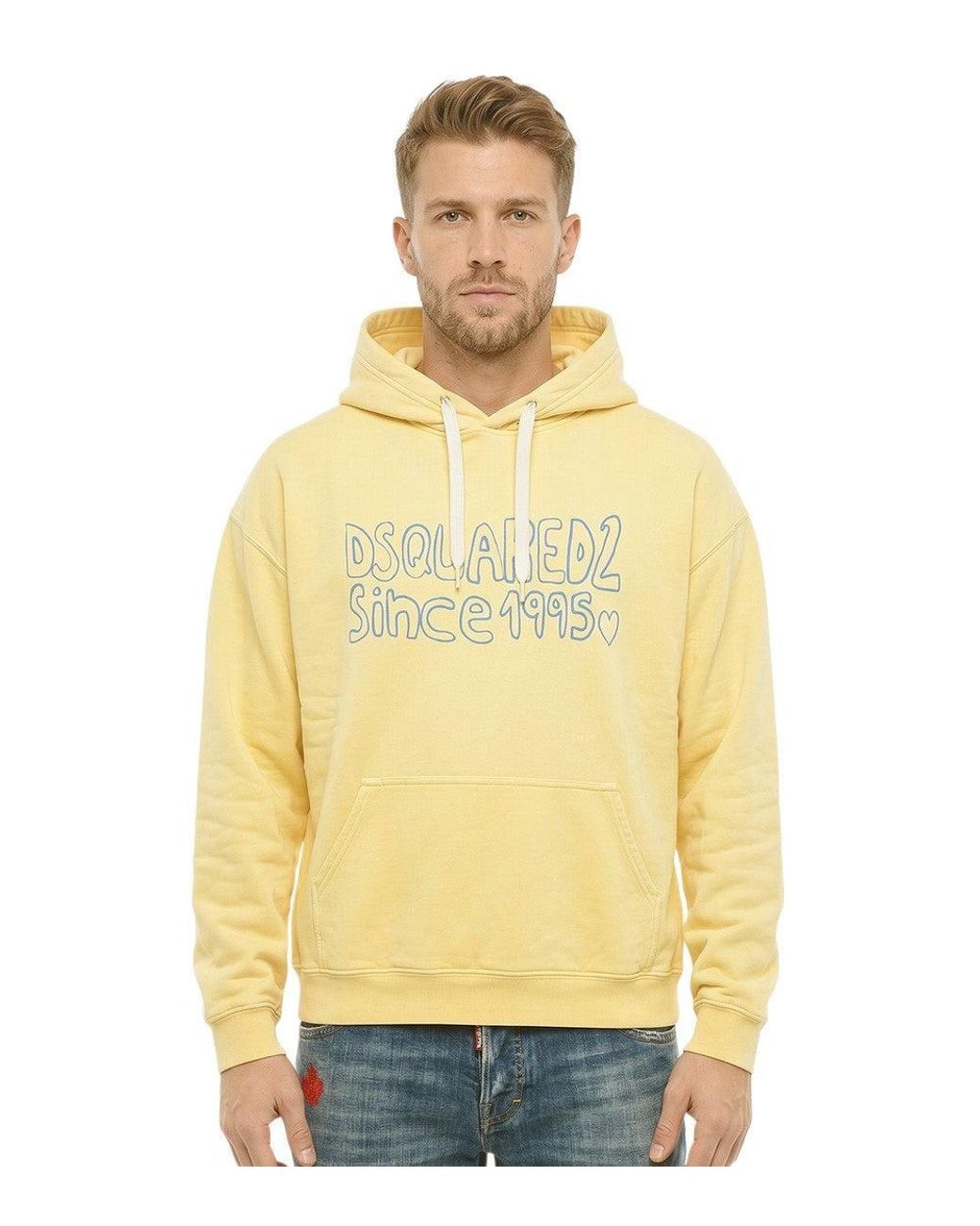 DSquared² Yellow Relaxed Logo Hoodie for men