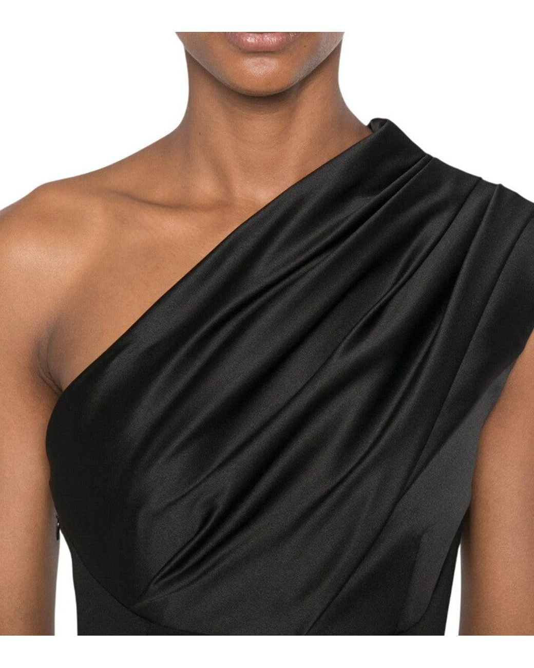 Solace London Black One Shoulder Maxi Dress