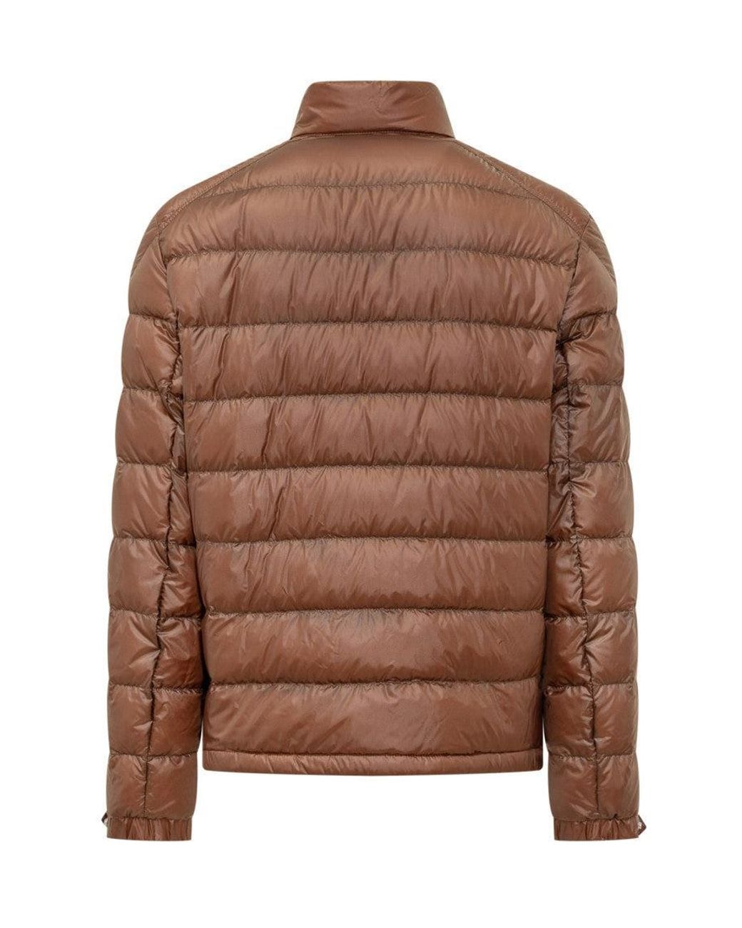 Moncler Brown Quilted Mock Collar Jacket for men